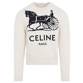 Céline Pull à col rond en cachemire Blanc