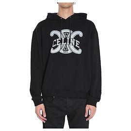 Céline Sweat à capuche ample en molleton de coton Noir