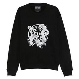Versace Printed Cotton Jersey Sweatshirt Black
