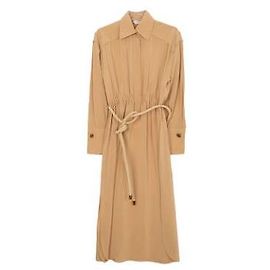 Fendi Vestido midi de seda com cinto de corda Laranja