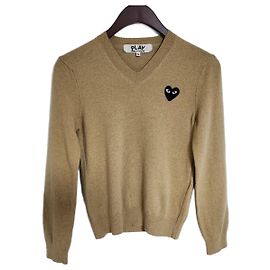Comme Des Garcons Tricô para mulher bege e preto com remendo Marrom
