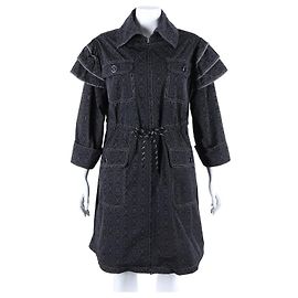 Chanel Long Zip-Up Jacke Schwarz