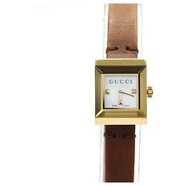 Gucci Frame Gold-Plated Square Double Strap Quartz Watch Brown