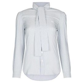 Céline Camicia Mia Lavalier in seta a righe Argento
