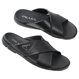 Prada Black Leather Sandals Black