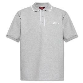 Gucci Polo de piqué de algodão Marrom