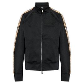 Burberry Check Trim Cotton Blend Track Jacket Trimming Jacket Black