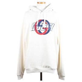 Gucci Sudadera con capucha de jersey de algodón Off White XL Blanco