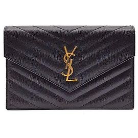 Saint Laurent Bolsa transversal de corrente com envelope monograma Preto