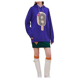 Hermès Suéter de cashmere com capuz e mangas compridas com estampa de sorvete engraçado Multicor