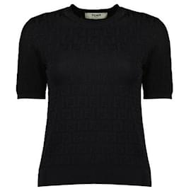 Fendi FF Spitzenstrick Schwarz