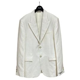 Fendi Blazer de algodão e linho Branco