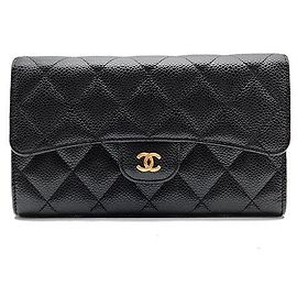 Chanel Caviar Long Wallet Black