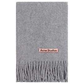 Cachecol Acne Studios Narrow Heavy Wool Fringe Light Grey Melange Marrom