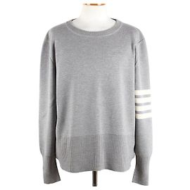 Thom Browne Diagonales Armband Milano Strick Grau Braun