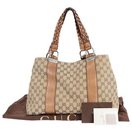 Gucci Bolsa Tote com acabamento em couro marrom e decoração de bambu Marrom