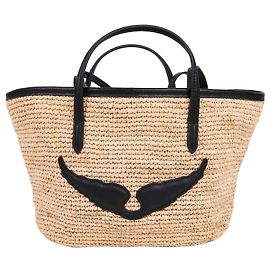 Zadig & Voltaire Bolsa shopper de rattan com logótipo Marrom