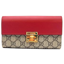Gucci Portafoglio lungo e clutch con catena e lucchetto Rosso