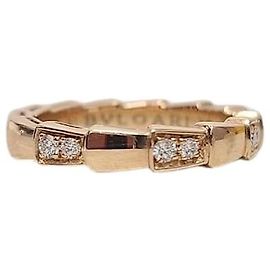 Bulgari Rose Gold Demi Pave Serpenti Viper Ring Pink