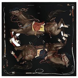 Hermès Lenço quadrado de seda para mulher Grand Galop com bordados de contas de vidro Multicor