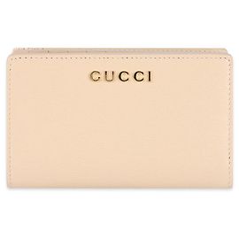 Gucci Women's Leather Script Zipper Wallet (Beige) Orange