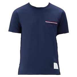 Thom Browne Camiseta de jersey de algodão de peso médio com bolso RWB Preto