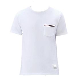 Thom Browne Camiseta de jersey de algodón de peso medio con bolsillo RWB Plata