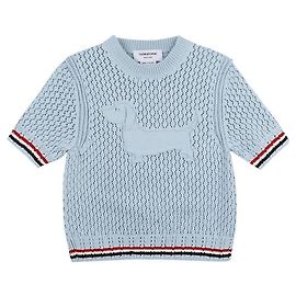 Thom Browne Strick-T-Shirt Hector Pointel Blau
