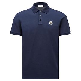 Moncler Polo aus Baumwoll-Piqué mit Streifenbesatz Schwarz