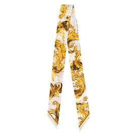 Versace Pañuelo de corbata de sarga de seda estampado Blanco
