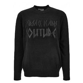 Versace Strickpullover aus Kaschmir-Mischung mit Logo Schwarz