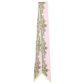 Versace Cinta de sarga de seda estampada Rosa