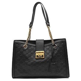 Bolsa de Ombro Gucci Shima Line Supreme Padlock Preto