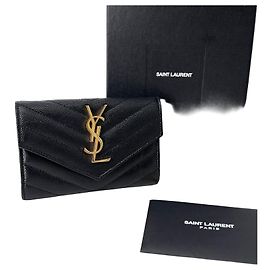 Saint Laurent Envelope Women Card Wallet Black Black