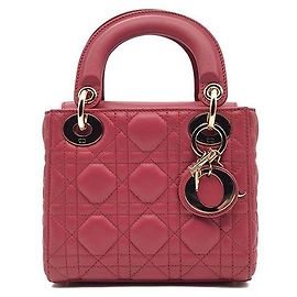 Mini borsa Lady Dior in cannage Christian Rosso