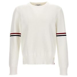 Thom Browne Milano Gestreifter Ärmel Strick Weiß Weiß