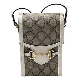 Gucci Mini tracolla GG Supreme Gold Horsebit Marrone