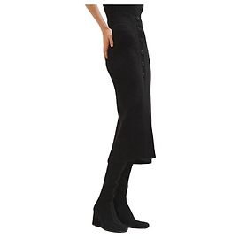 Hermès Knopfende Damen-Strickrock aus Kaschmir Schwarz Schwarz