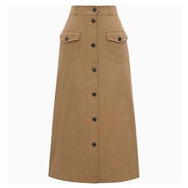 Saint Laurent Saia midi de sarja de algodão Marrom