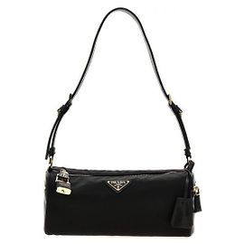 Prada Borsa a tracolla Lock Medium in nylon e pelle stamp: Nero