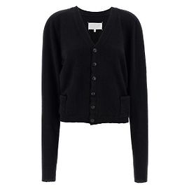 Maison Martin Margiela Wollstrickjacke mit V-Ausschnitt Schwarz