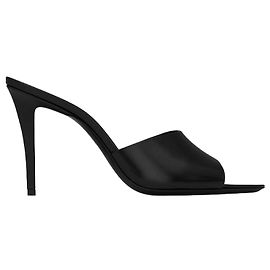 Saint Laurent Romy Mule in Smooth Leather Black