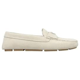Prada Mocassim de camurça com logótipo triangular Branco