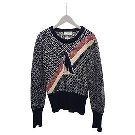 Thom Browne Navy Three Stripe Penguin Taping Round Knit Blue
