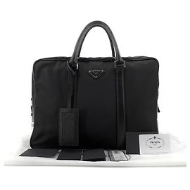 Prada Sac porte-documents cabas en Re-Nylon Saffiano Noir