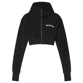 Versace Moletom cropped com zíper e logo bordado Preto