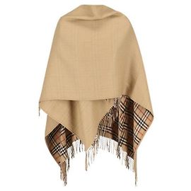 Burberry Reversible Check Wool Cape Brown