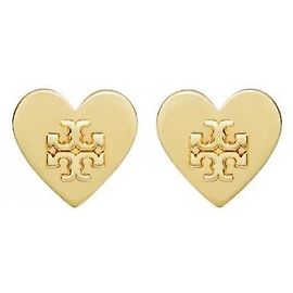 Tory Burch Pendientes de botón en forma de corazón Dorado
