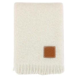 Loewe Sciarpa con patch logo in lana e mohair Bianco