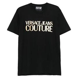 Versace T-Shirt mit Kristall-Logo Schwarz